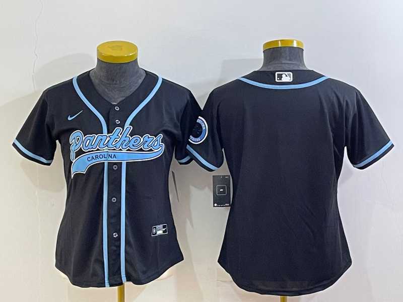 Women%27s Carolina Panthers Blank Black With Patch Cool Base Stitched Baseball Jersey